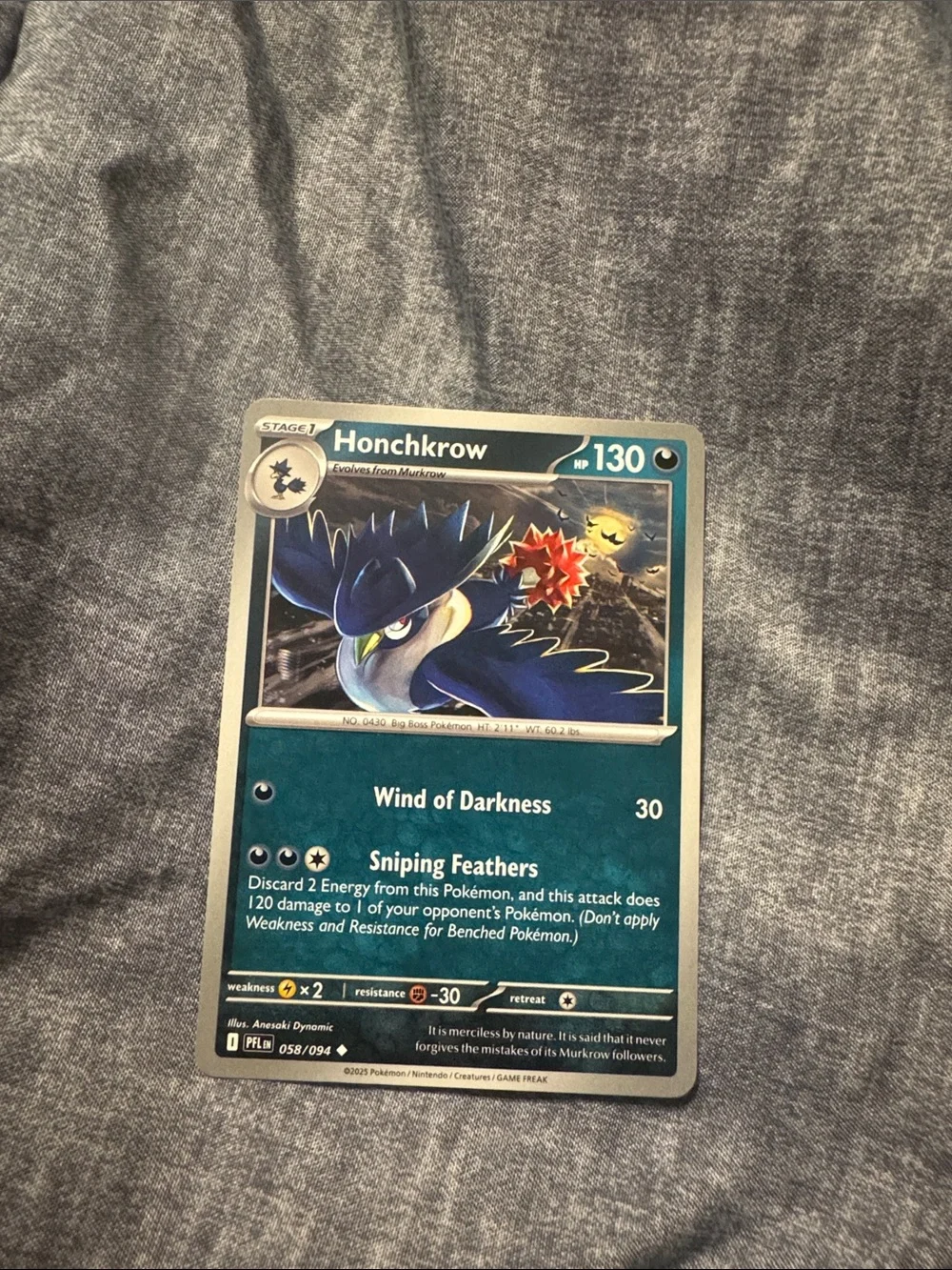 Honchkrow Pokémon Card